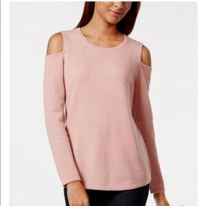 CHARTER CLUB Sweater Luxury 100% Cashmere Cold shoulder Pink Sz L